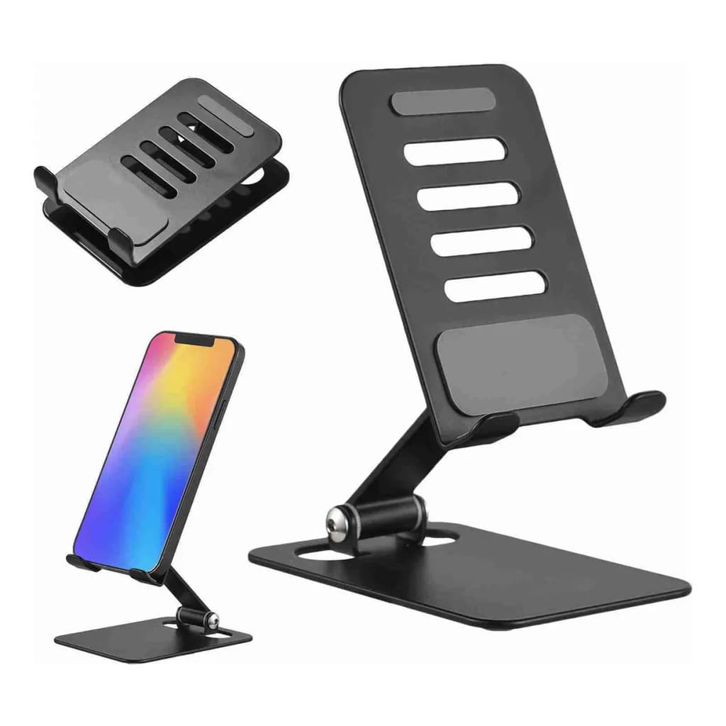 Black Holder For Phone Foldable Cell Stand Compact Angle