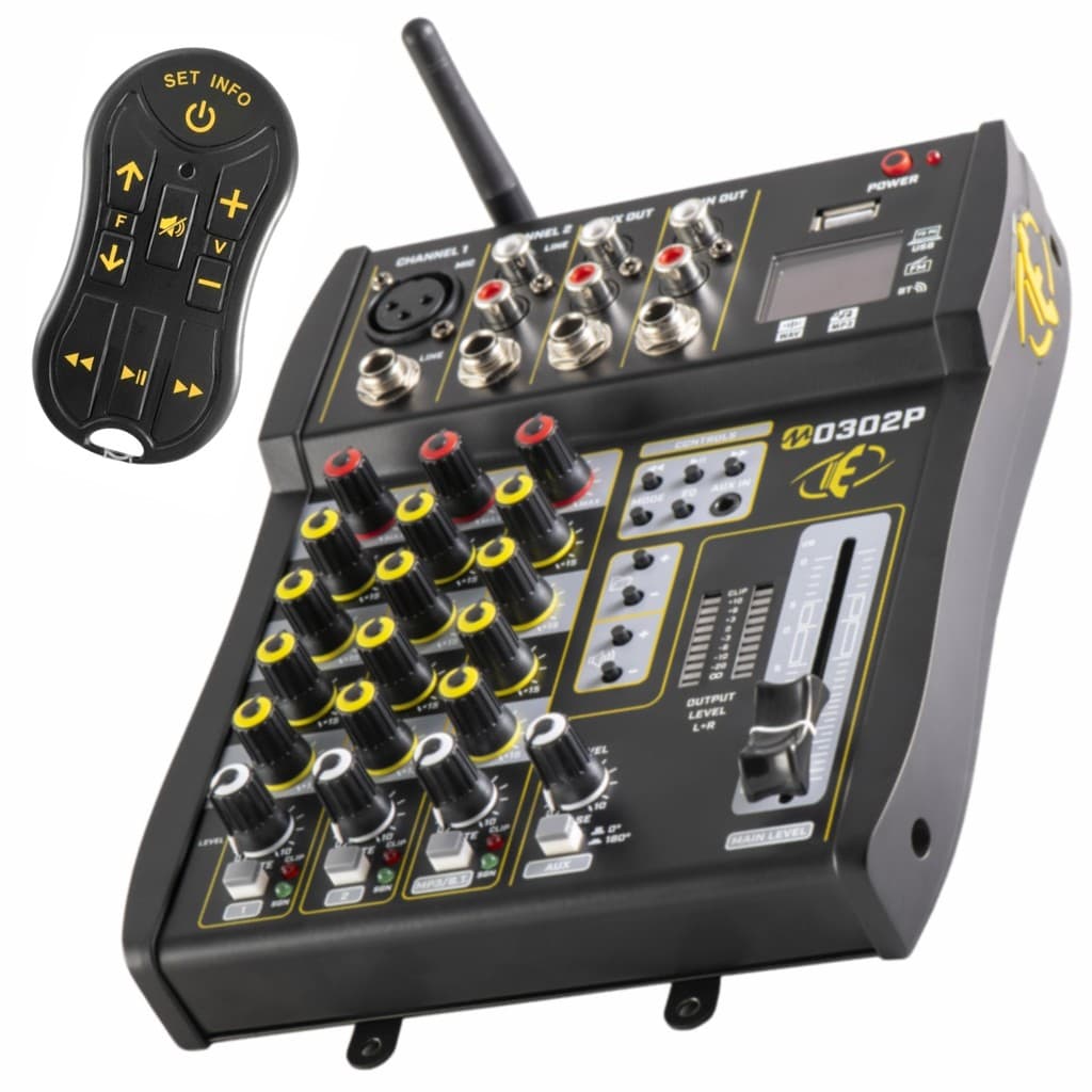 Mesa de Som Mixer Eros M0302P Player Equalizador DJ Profissional 3 Canais + Controle Longa Distância
