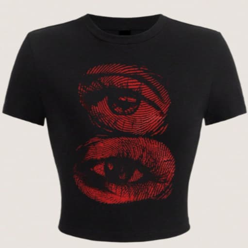 Blusa Cropped Algodão Olhos Girl Y2k Urban Street Casual Minimalista Confortavel