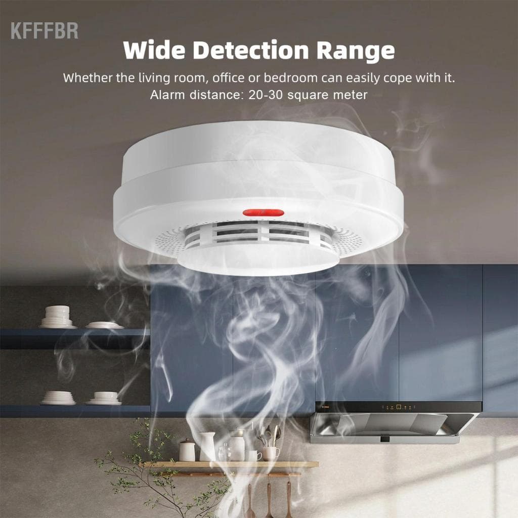 Kfffbr Detector de fumaça inteligente WiFi Alarme de incêndio Verificação automática Tuya App Controle remoto de