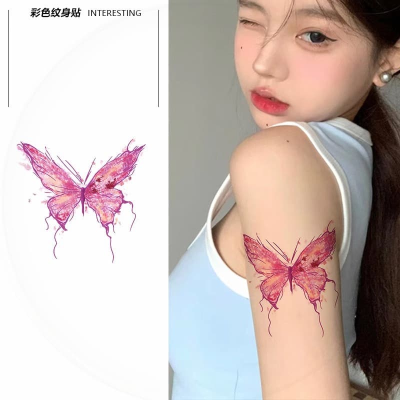 Adesivos de tatuagem à prova d'água feminino de longa duração colorido borboleta tatuagem adesivos High-End simulação cl