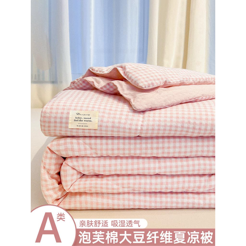 Colcha leve e macia de algodão, colcha fresca de verão, ar condicionado, lavável à máquina, crianças, algodão único, não