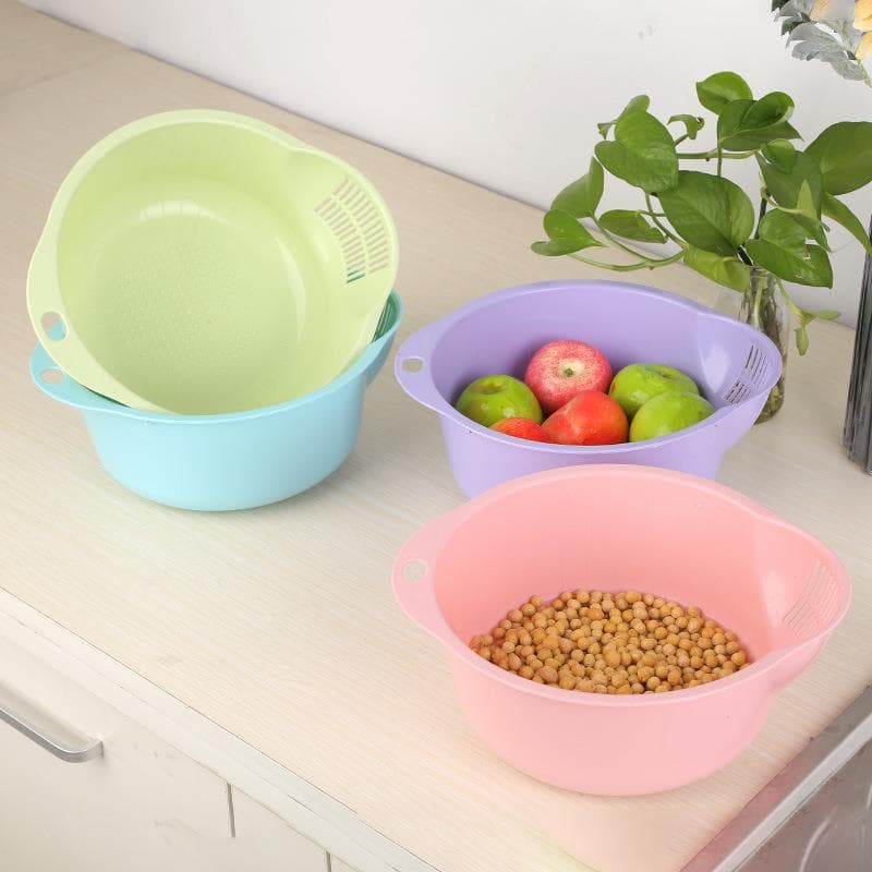 Bacia de lavagem de vegetais doméstica Cesta de drenagem de lavagem de arroz Suprimentos de cozinha Multifuncional Espes