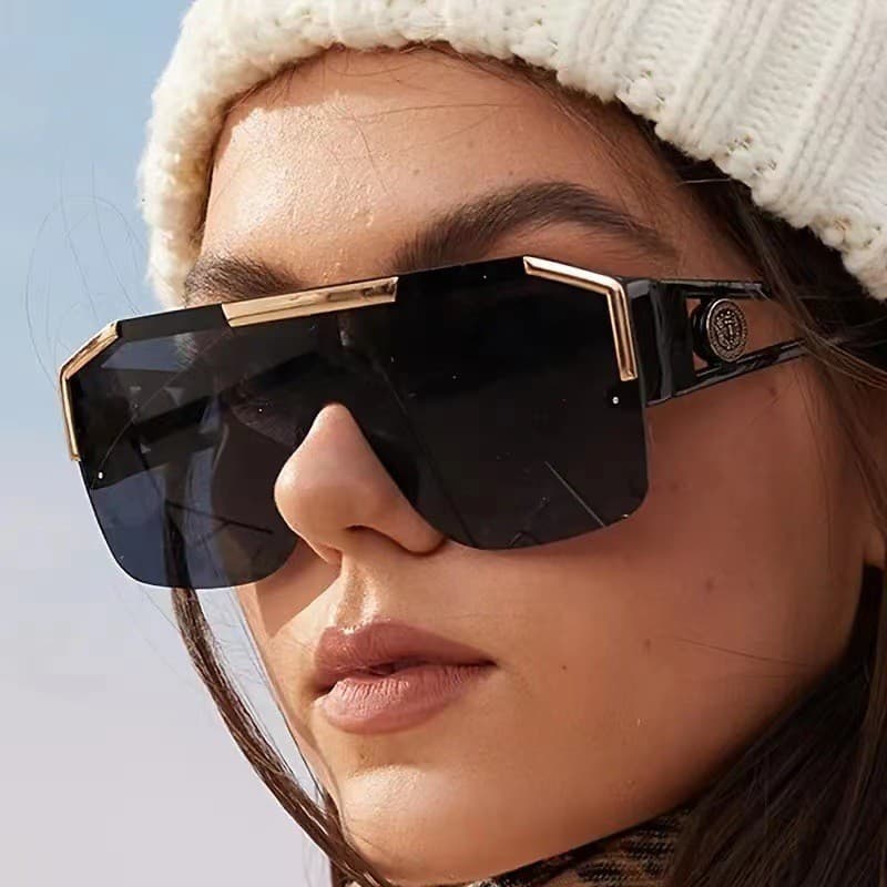 2026 Luxo Grande Quadrado Óculos De Sol Feminino Marca Designer Retro Azul Para Oversized Preto Tons UV400