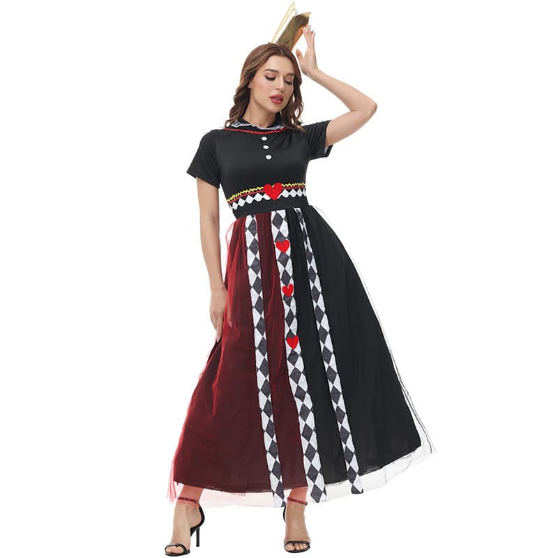 Trajes de Halloween Poker Rainha Rainha Rainha Vermelha Amor Saia Vestido Alice no País das Maravilhas Trajes de Perform