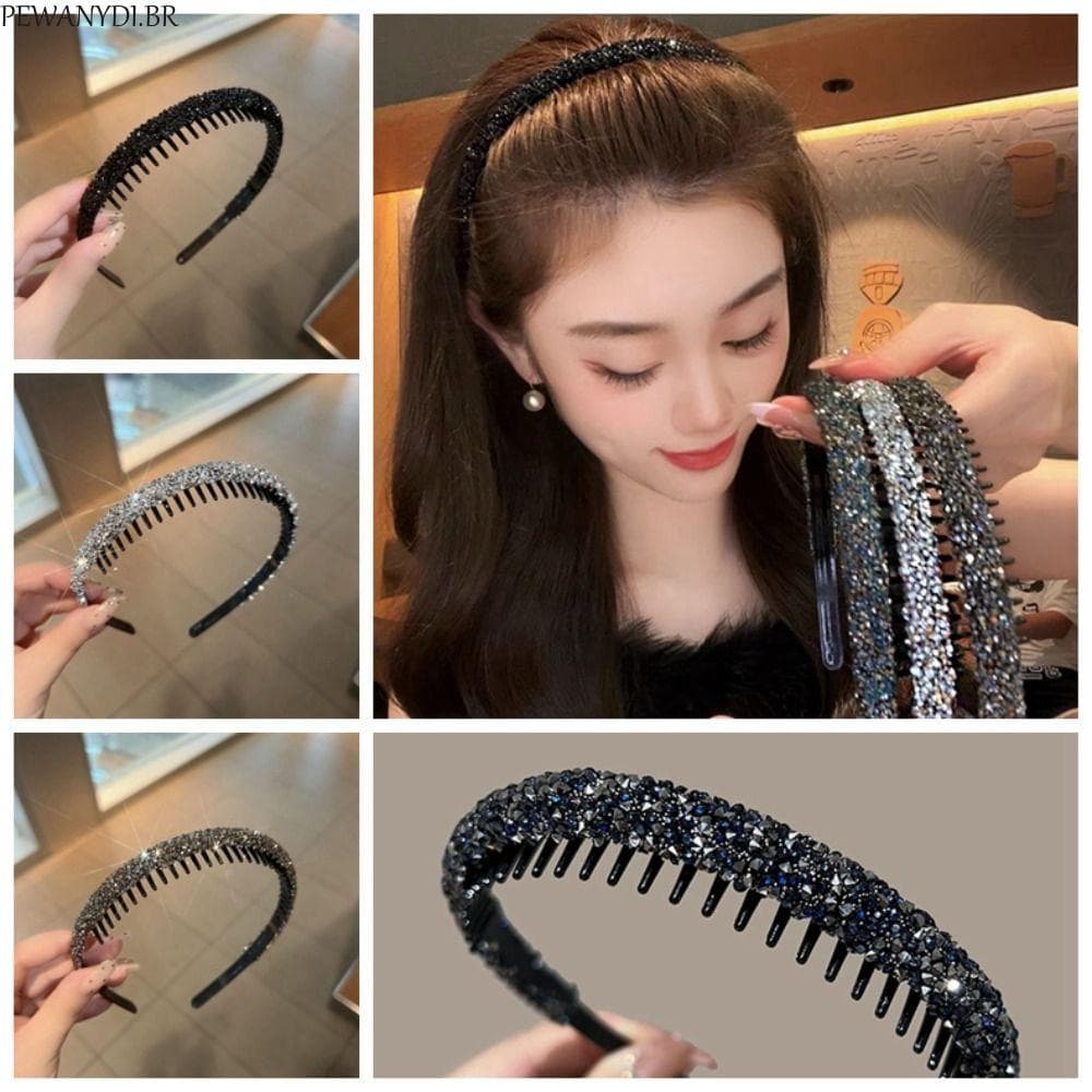 Faixa De Cabelo PEWANYDI , Com Cabeça De Strass De Maquiagem Dentada , Argola De Diamante Para Lavagem Facial Estilo Cor