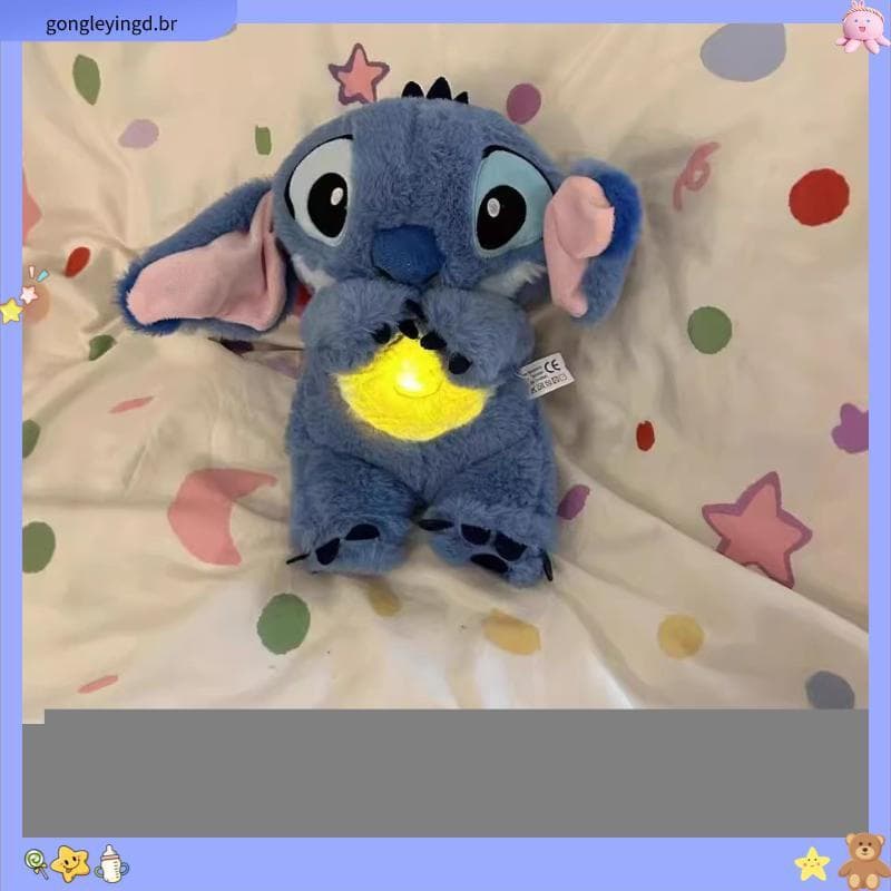 27CM Disney Stitch Boneca De Pelúcia Com Iluminação Música Bebê Sono Companheiro Som Calmante Brinquedo Kawaii 2024 Bri