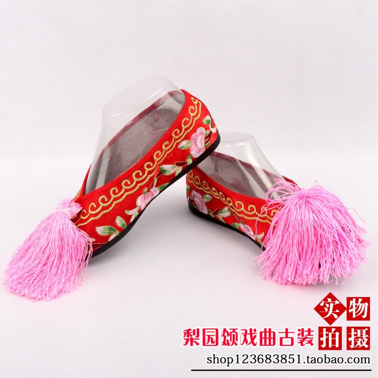 Liyuan Song Novo Estilo Promoção Ópera de Pequim Vietnam Drama Qingyi Sapatos Bordados Danjiao Grande Vermelho Miss Flat