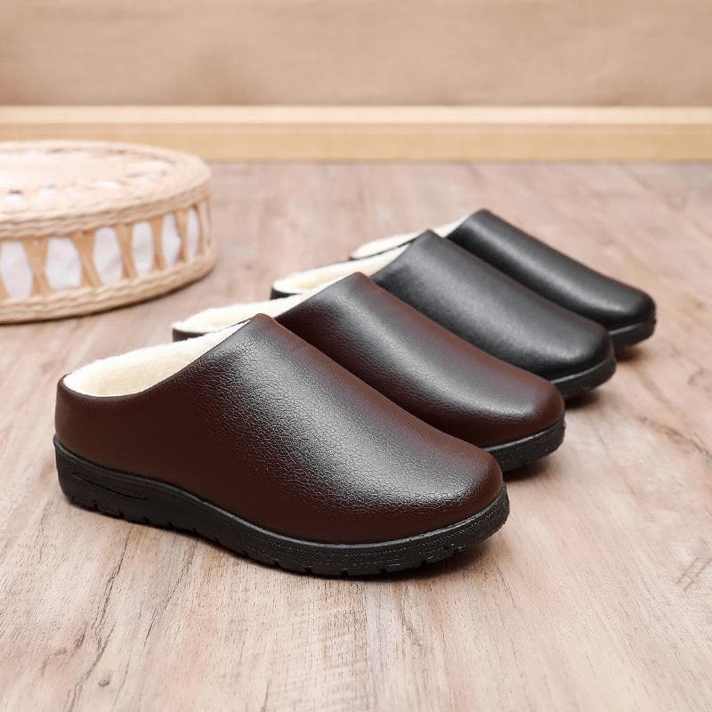 Chinelos de algodão masculinos forro de lã de inverno engrossado quente antiderrapante deslizamento em casa interior méd