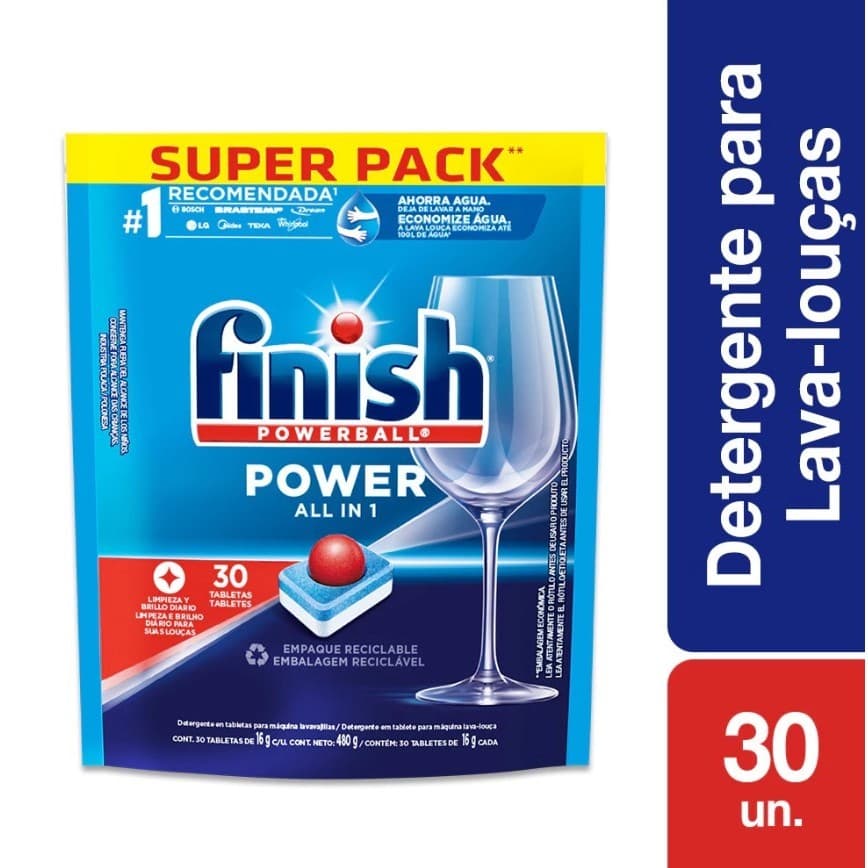 Detergente Finish Powerball C/ 30 Tabletes All In 1 para Lava Louças