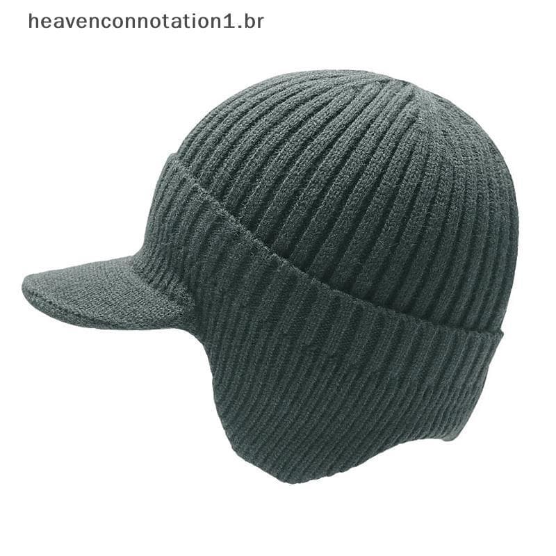 heav Masculino Feminino Inverno Quente Malha Gorro Orelha Aba Velo Forrado Curta Crânios Boné Esqui Ao Ar Livre Ciclismo