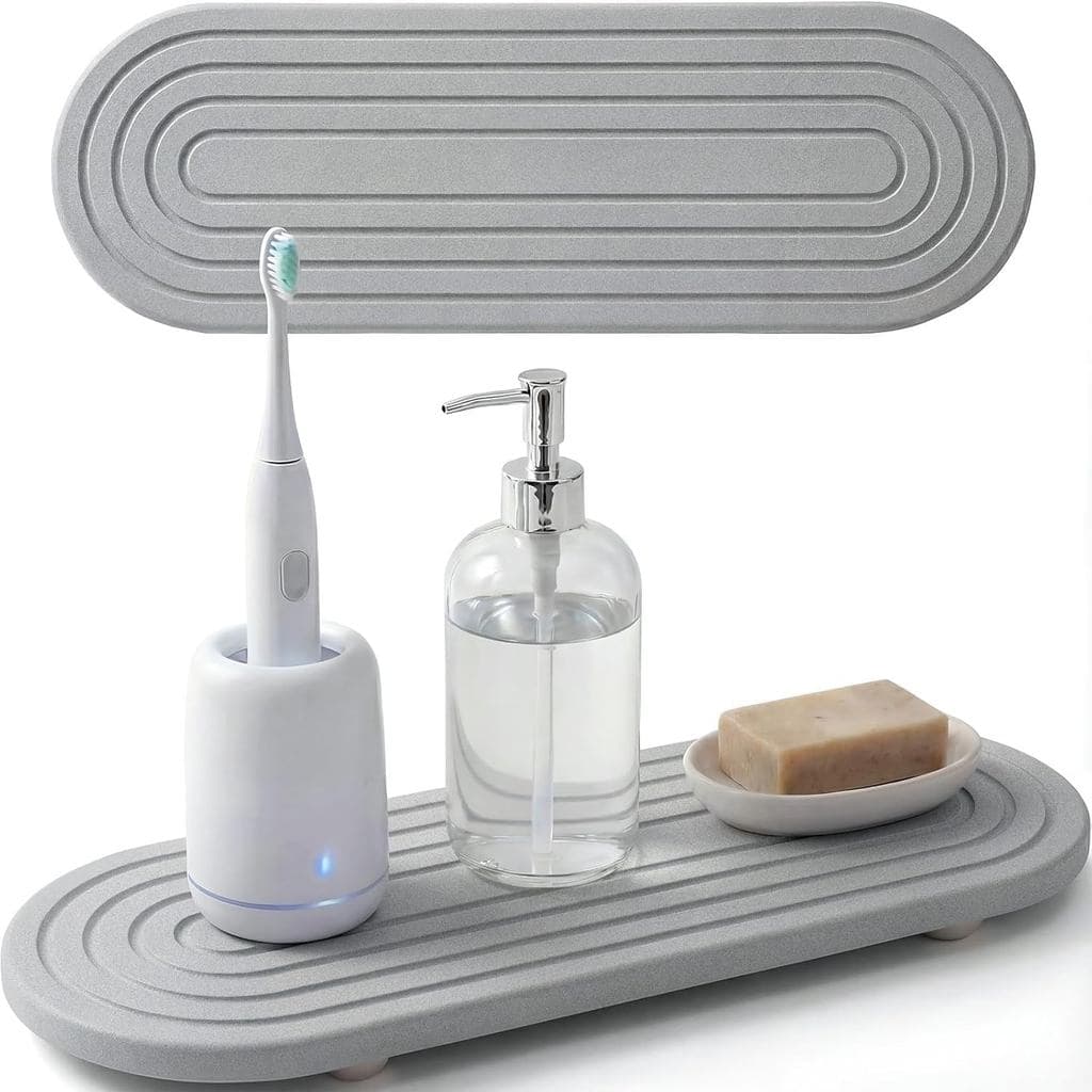 Bandeja de Pedra para Pia de Cozinha, 11,8"x3,9" Bandeja de Pedra Absorvente de Água para Pia, Bandeja de Secagem de Ped