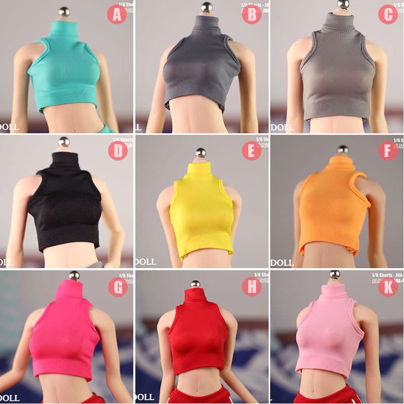 1/6 feminino soldado modelo acessórios roupas 40cm boneca corpo raspado ombro apertado camiseta Base colete