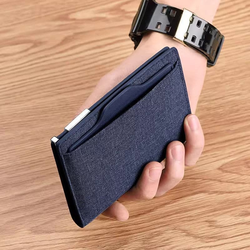 carteira masculina carteira masculina com ziper Carteira masculina curta Ultra-fina lona única carteira criativa juventu