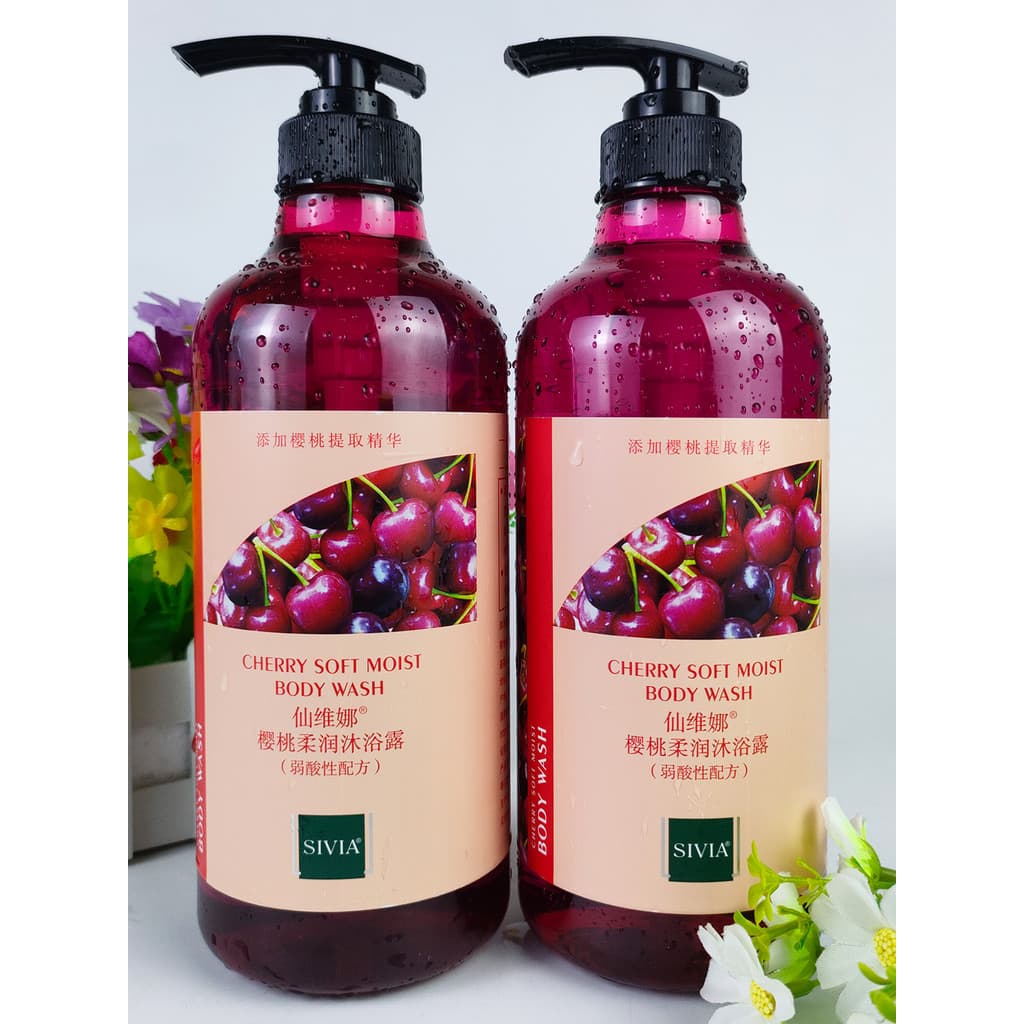 SIVIA Senvia Cherry Gel de banho macio Fragrância de longa duração Hidratante Fragrância Desodorante Limpo Masculino Fem
