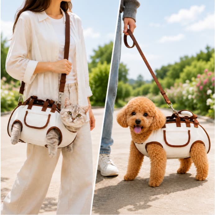 Bolsa Pet 2 Multifuncional – Transporte + Guia para Cães e Gatos