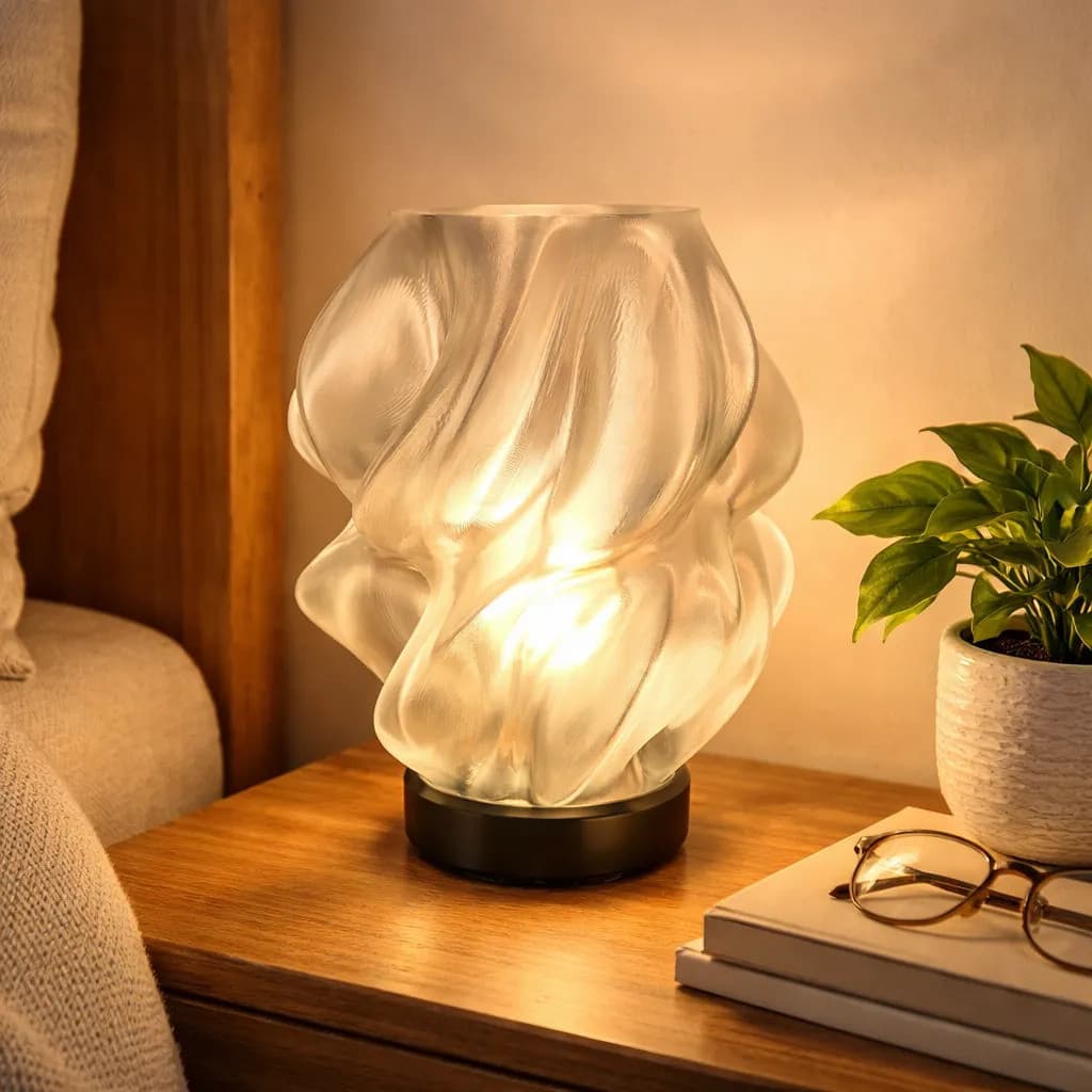 Luminária / Abajur De Mesa Aspiral  Translucida - Com lâmpada bivolt