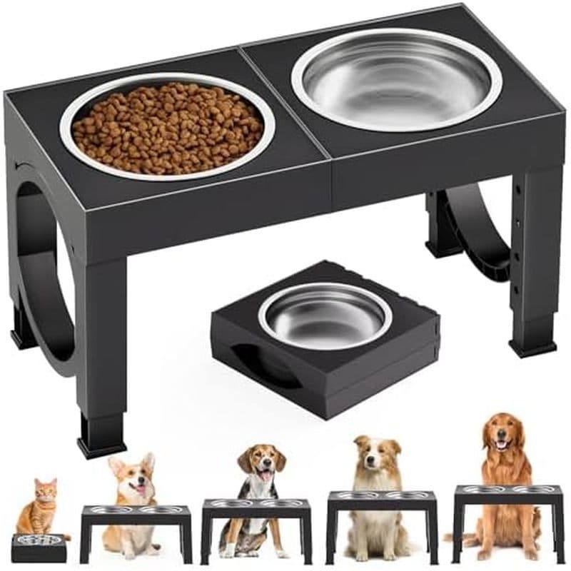 Tigelas Elevadas Para Cães XIAZ Suporte Tigela Elevada De Raça Grande/Médio Porte De Água Alimentos Em Aço Inoxidável 5