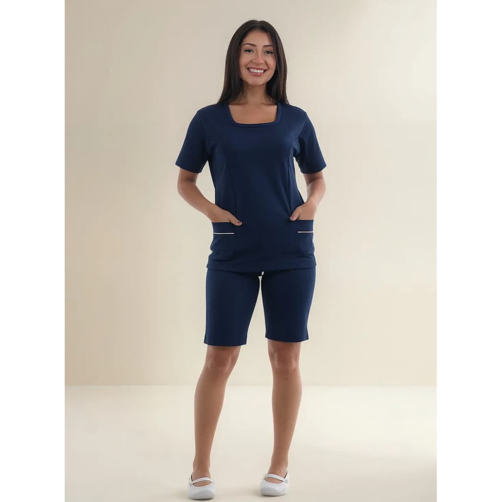 Conjunto Bermuda  Helanca Faxina Babá Com Elastano Conforto