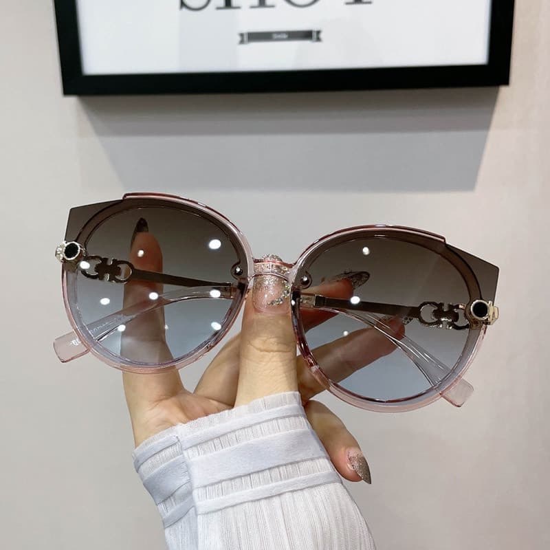 Novos óculos de sol redondos estilo retrô para mulheres, versão coreana, óculos de sol de luxo sem armação com lentes de