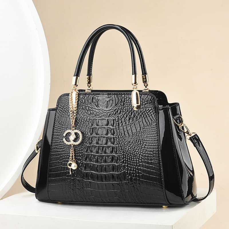 Bolsa 2026 primavera verão novo estilo moda atmosférica bolsa feminina de meia-idade senhoras couro brilhante padrão de