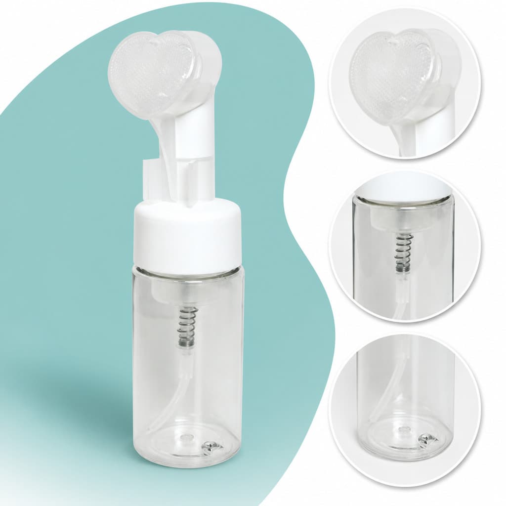 Limpeza facial Frasco Pump Espumador Facial 150ml Pump Coração para Skincare
