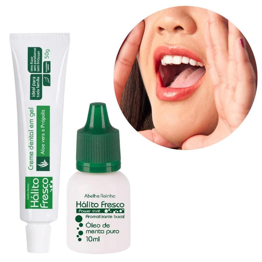 Kit Hálito Fresco Queen Bee – Pasta de Dente de Aloe Vera + Óleo de Hortelã 10ml