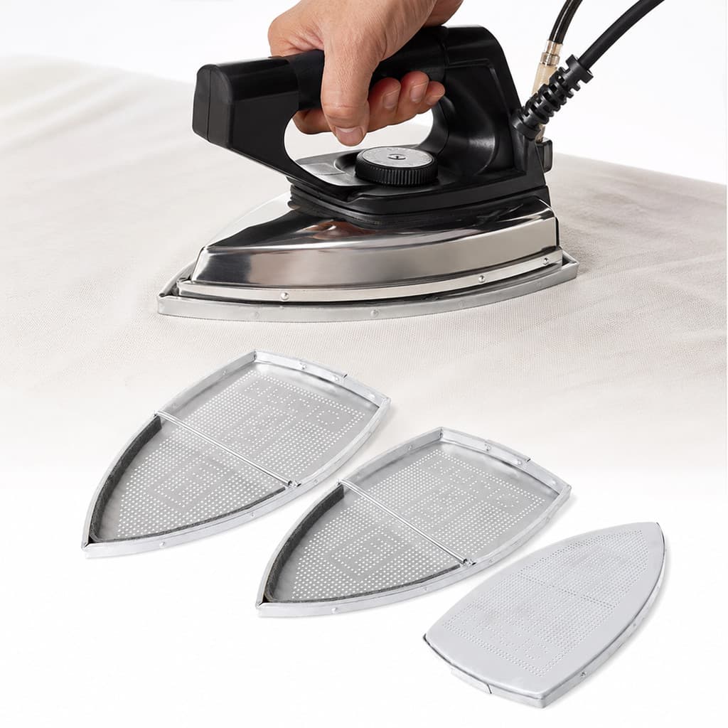 Kit 3 Sapatas Proteção Anti Brilho Para Ferro Industrial 2,5kg Base Teflon Com Mola Para Fixação