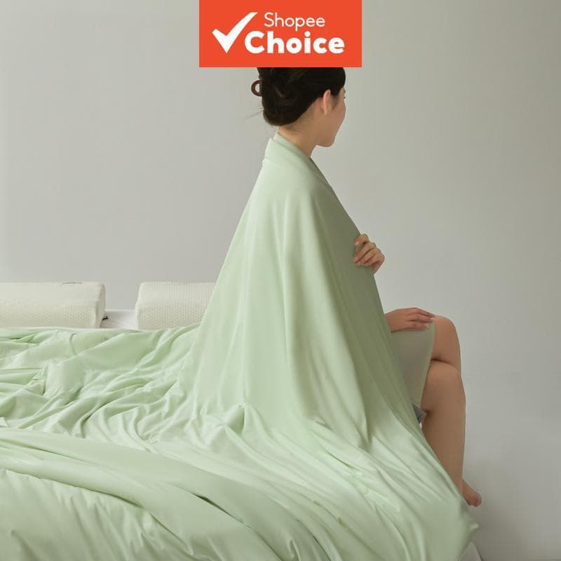 Colcha Fina De Verão Com Edredom Refrescante – Roupa De Cama Leve E Respirável Verde Mistura De Poliéster Elastano