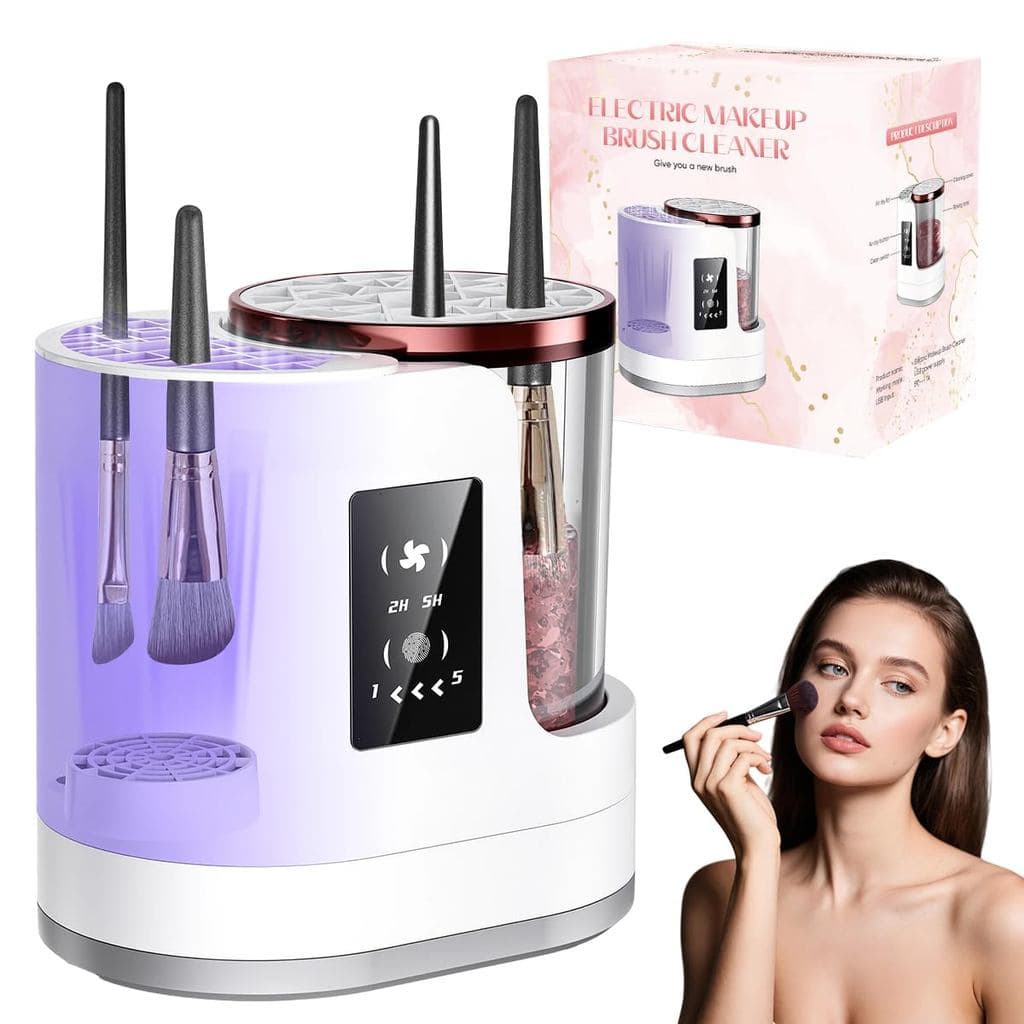 Máquina 3 em 1 para Limpeza e Secagem de Pincéis de Maquiagem Elétrica, Lavadora Automática de Pincéis Cosméticos, Portá