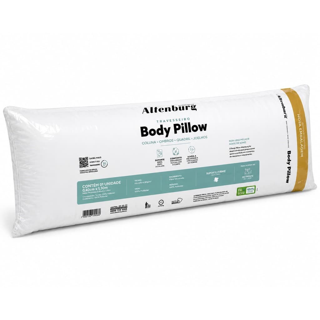 Travesseiro Corpo Altenburg Body Pillow Fibra 40cm x 1,30m