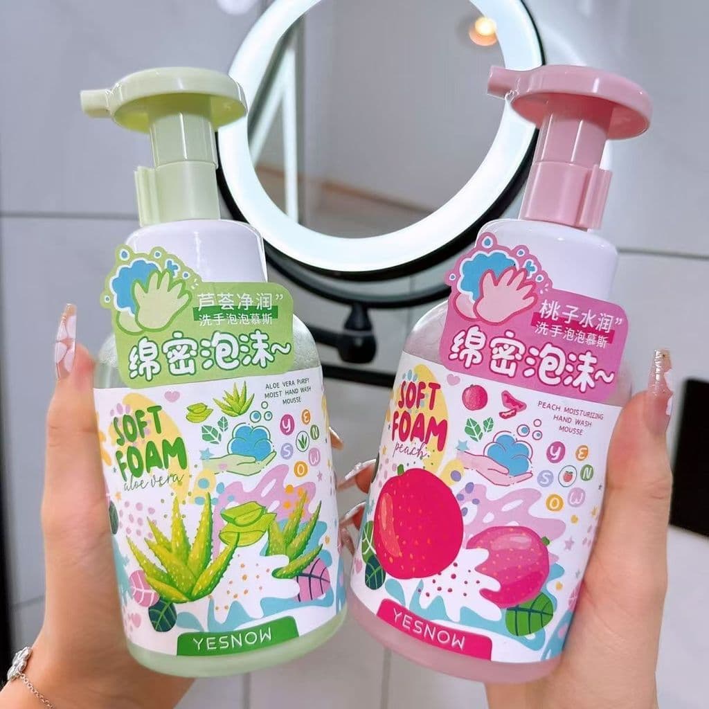 Yingxue Pêssego Hidratante Mousse de Espuma para Lavar as Mãos 400ml Desinfetante para as Mãos Aloe Vera Limpeza Fofa Cr