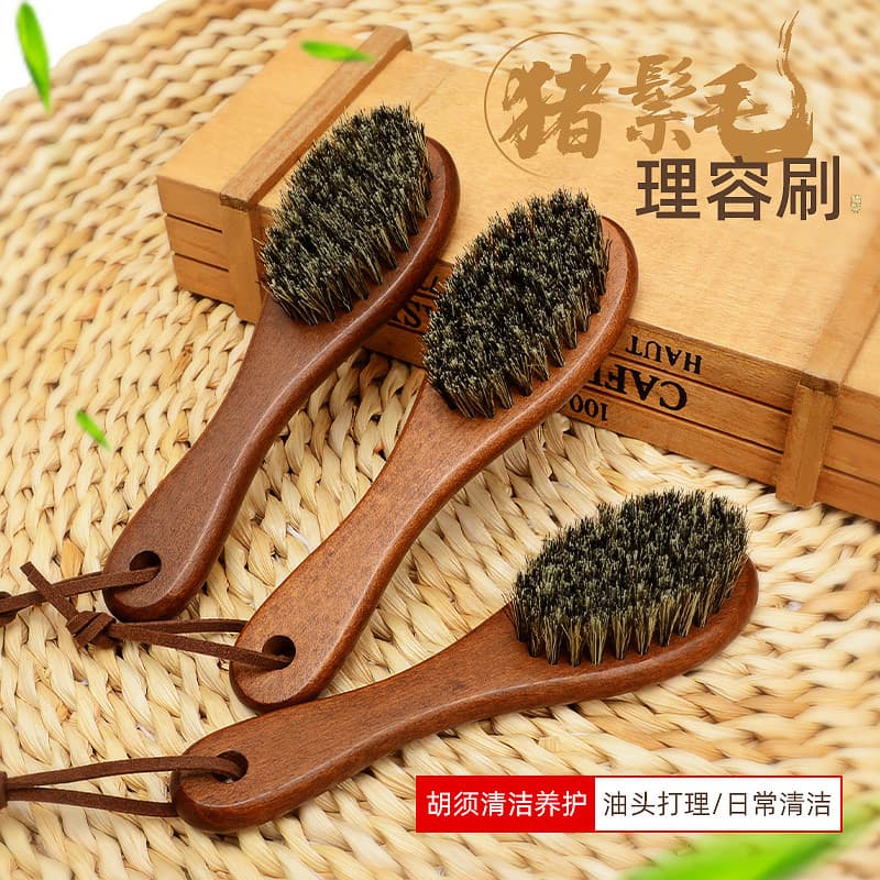 Mini escova de cerdas para cuidados com o cabelo, pente nutritivo para cuidados com o cabelo, massagem de cabeça de barb