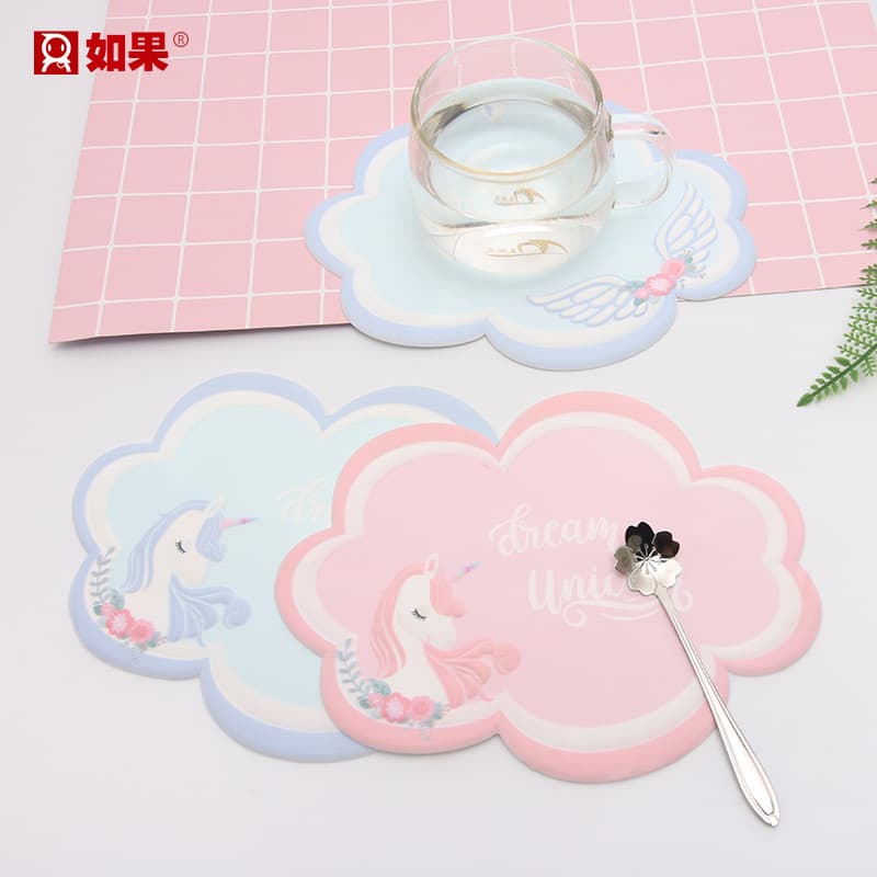 Unicórnio nuvem chá Coaster Placemat ins bens domésticos menina coração mesa esteira de jantar isolamento presente criat