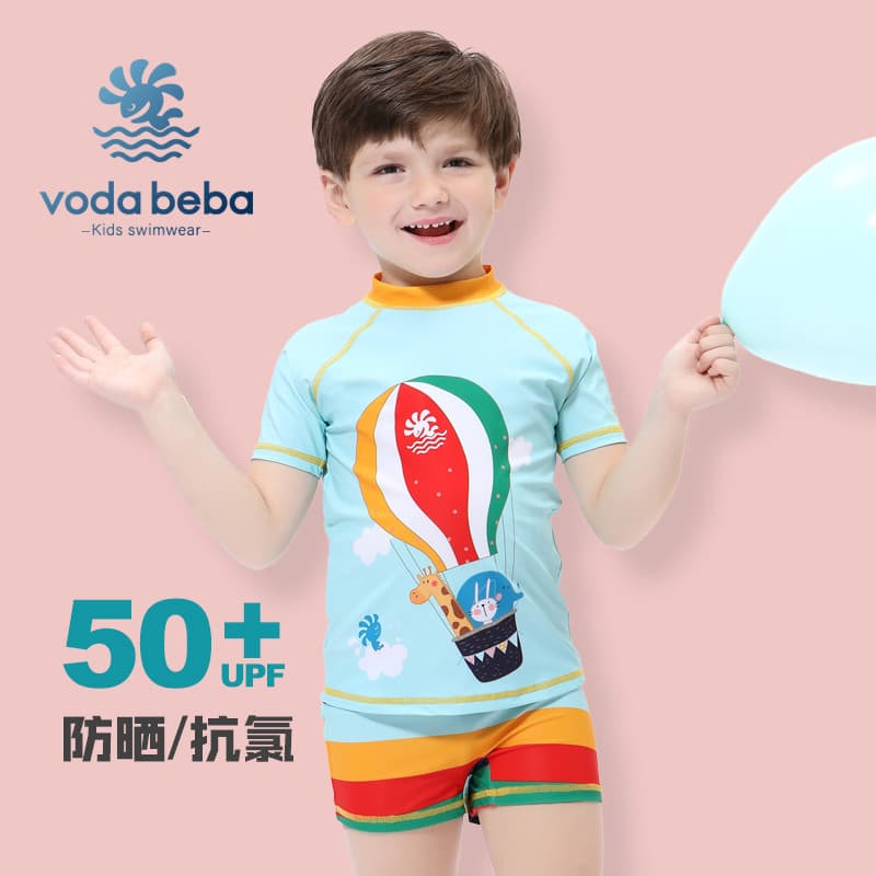 Voda Beba maiô infantil meninos crianças médio grande protetor solar de secagem rápida manga curta divisão bebê S