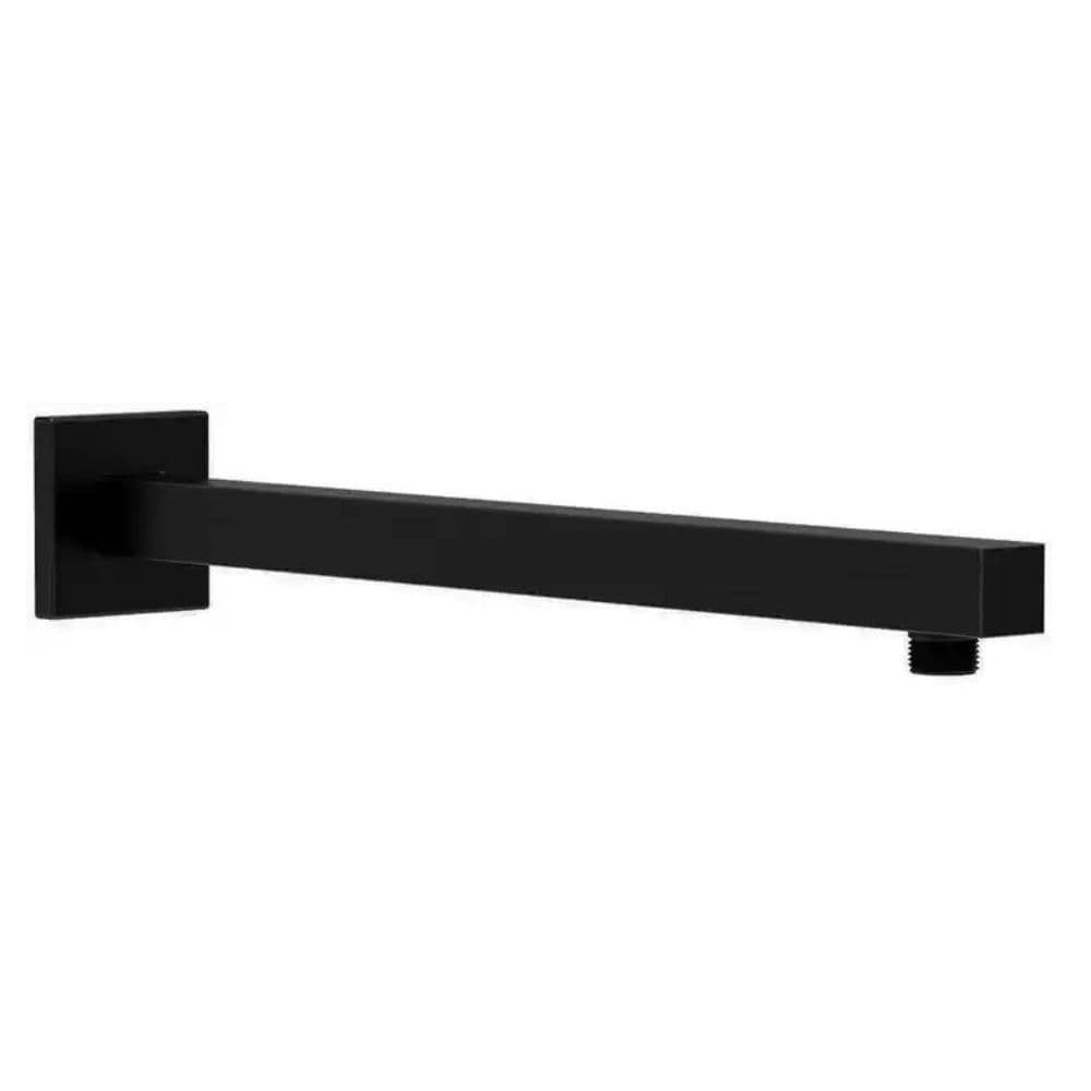 Braço Para Chuveiro 38cm Preto Fosco Inox Quadrado Parede 1/2 Ducha Banheiro