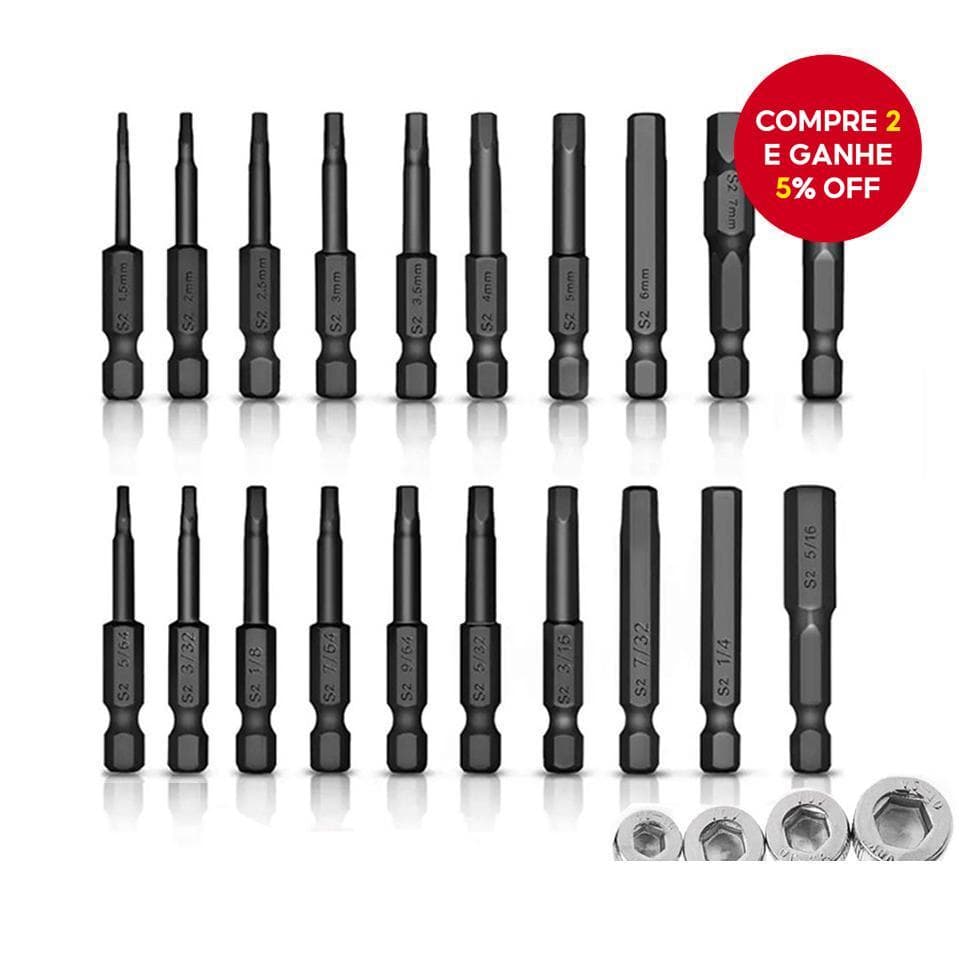 Um Conjunto Magnético Hex Cabeça Allen Chave Bit , Liga De Aço 50mm Comprimento Para Brocas Elétricas Resistentes Métric