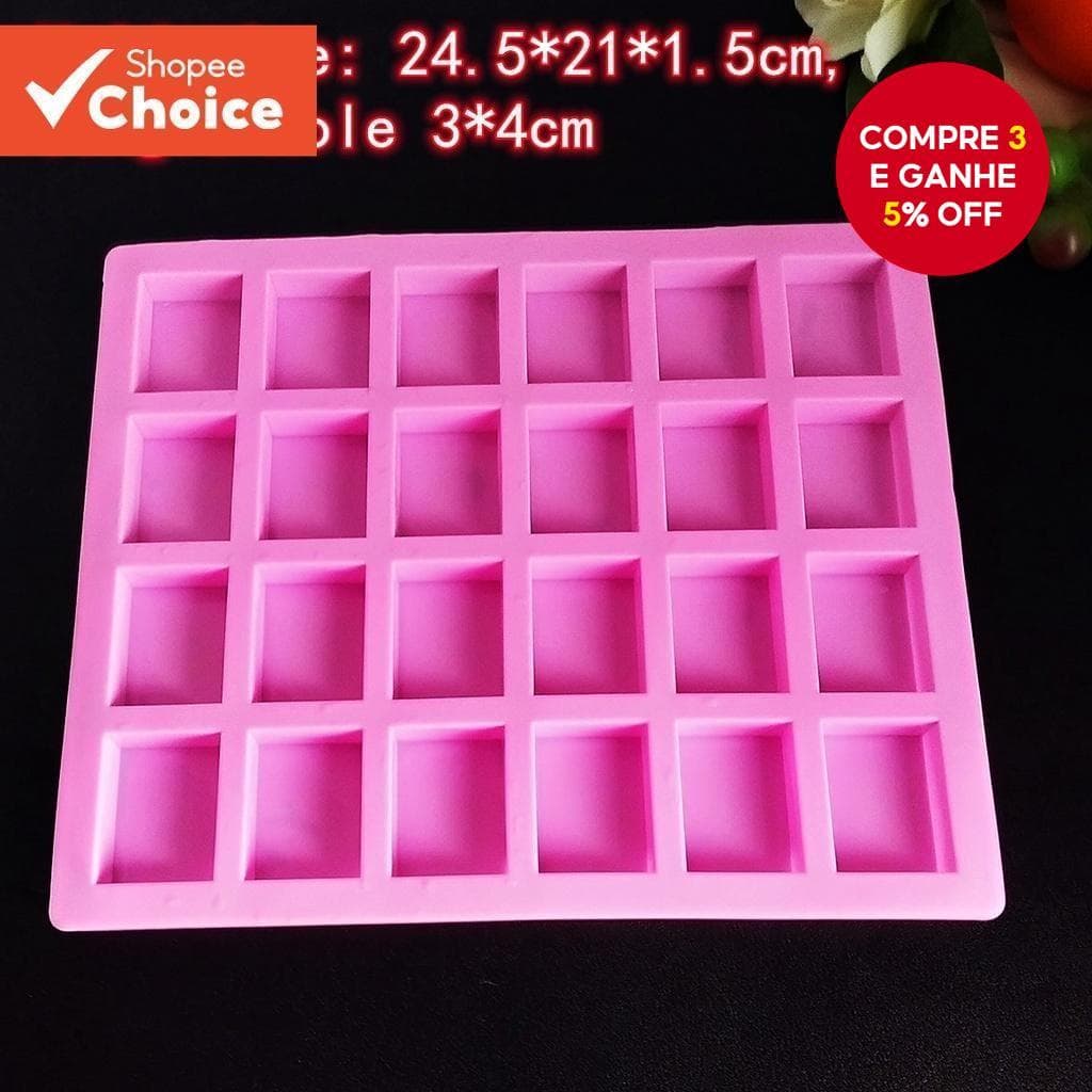 1pc 24 Pequeno Molde Quadrado De Silicone Chocolate Aromaterapia Em Gesso Sabonete Feito A Mão Cubo De Gelo