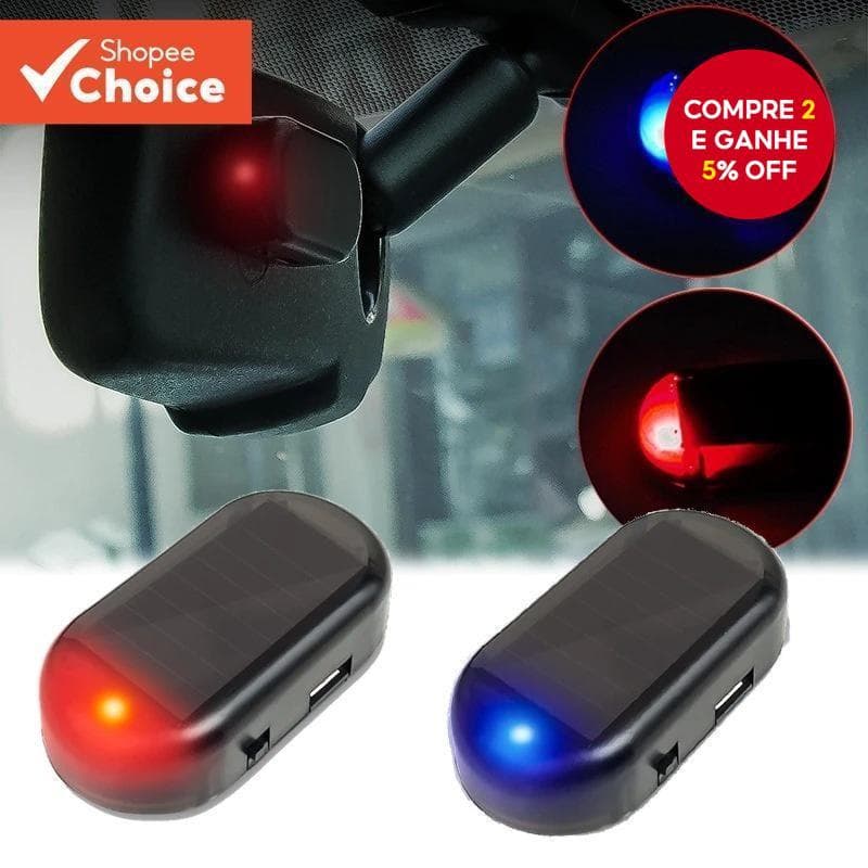 Solar Powered USB LED Piscando Falso Lâmpada de Segurança de Carro Simulado Alarme Dummy