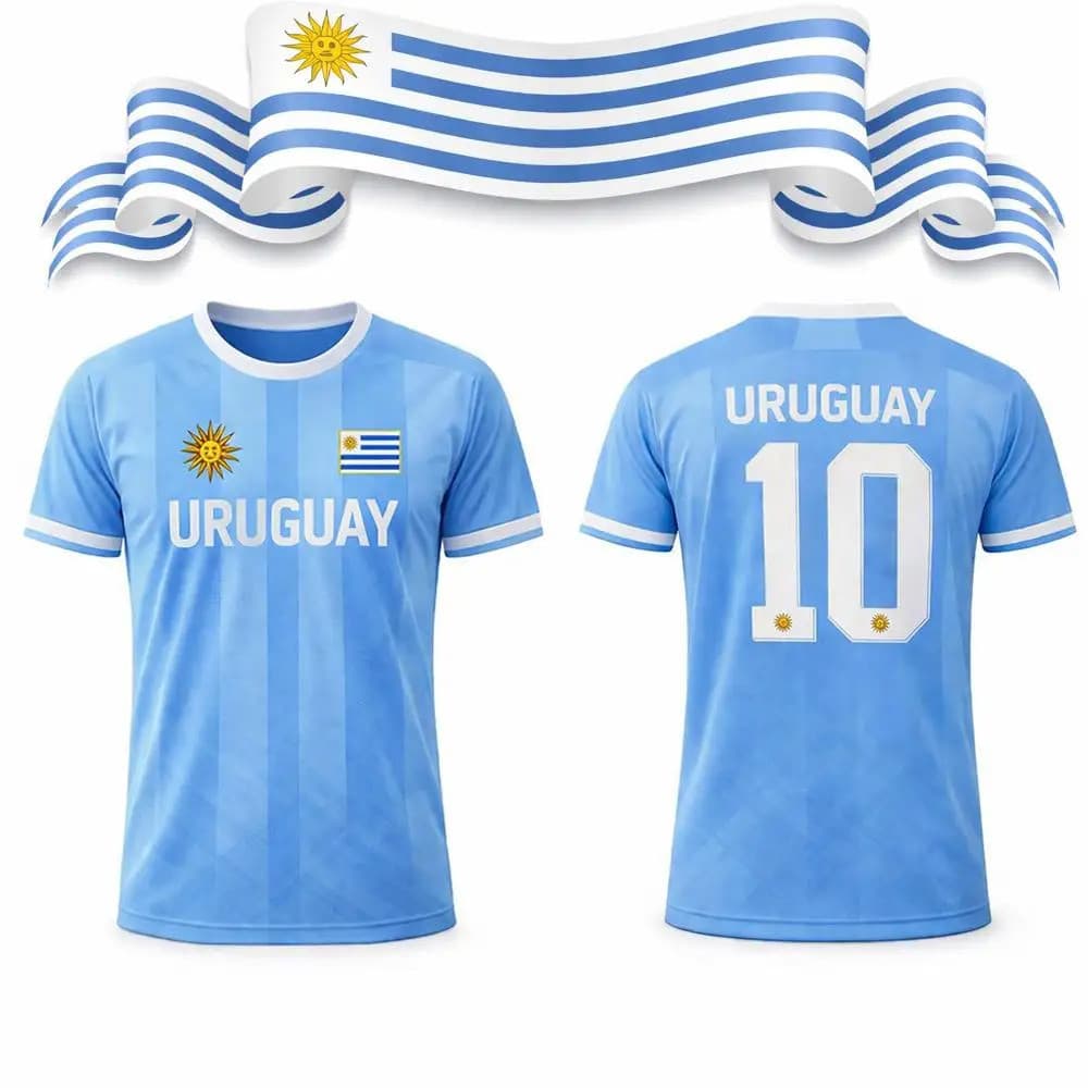 Uruguai Bandeira Impressão Camiseta 2026 Verão Uniforme De Treinamento De Futebol Masculino E Feminino Ao Ar Livre Respi