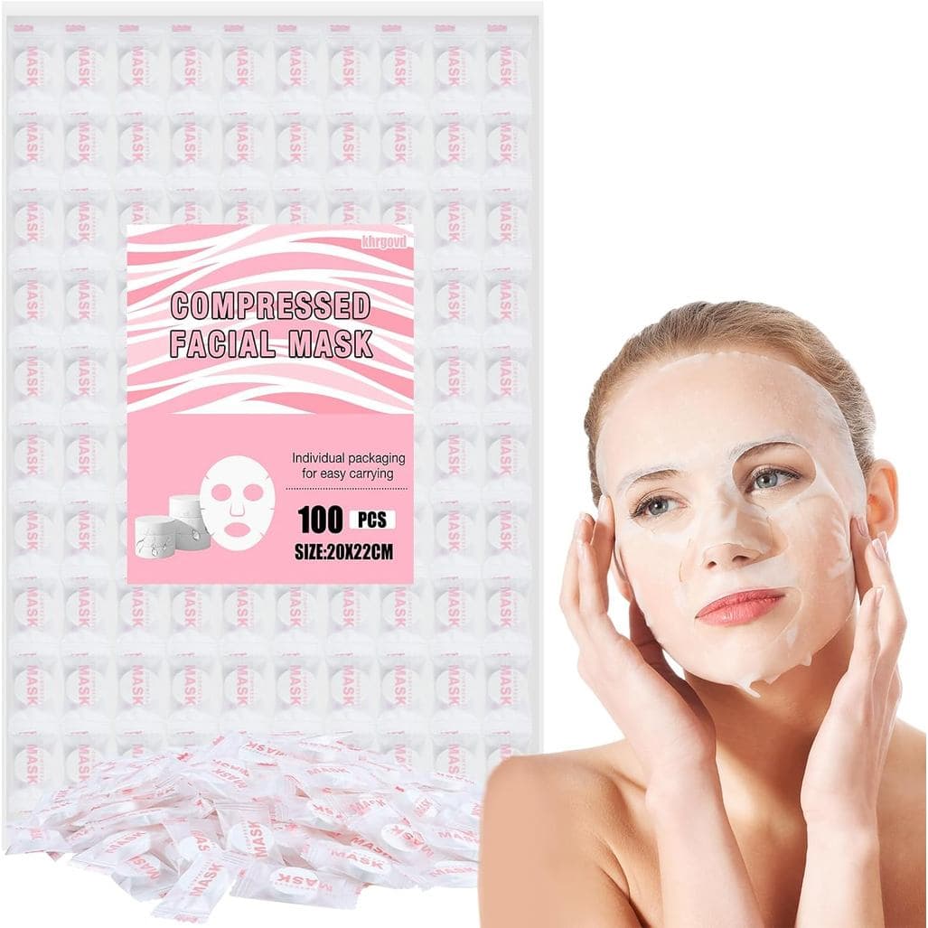 100 Unidades de Máscaras Faciais de Algodão Comprimido, Papel Descartável para Máscara DIY, Ferramenta de Beleza para Cu