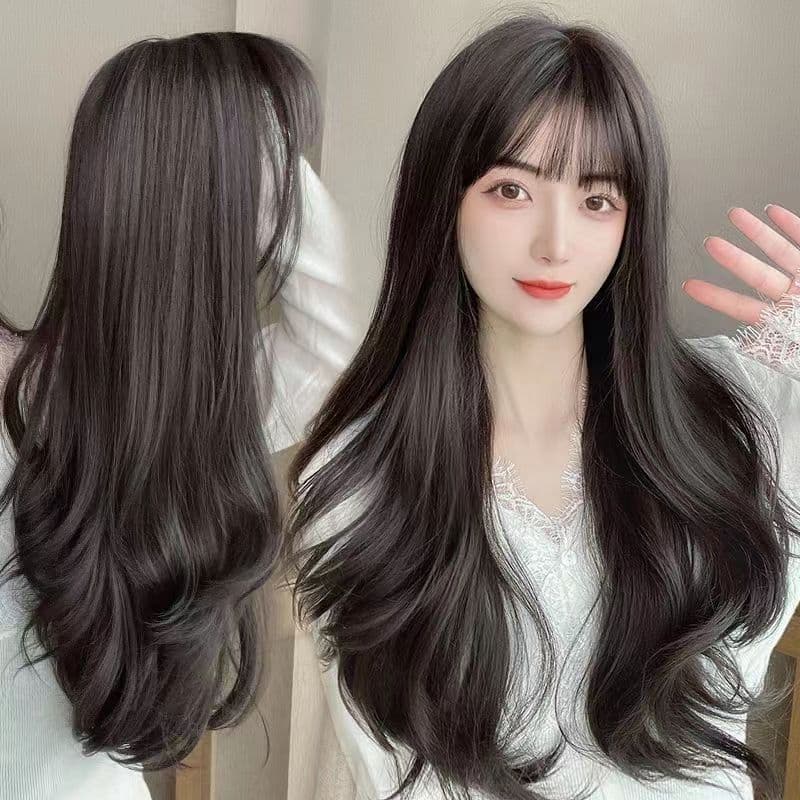 Peruca feminina cabelo longo estilo arnês completo onda grande cabelo encaracolado moda peruca conjunto