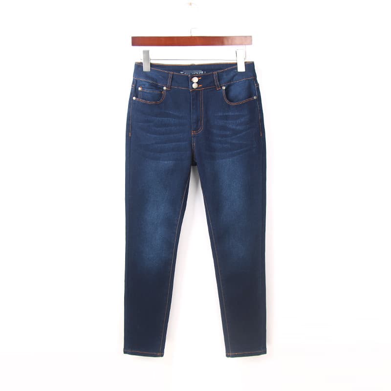 Primavera verão fino azul escuro magro Jeans feminino comércio exterior pedido Original 100kg tamanho grande cintura alt