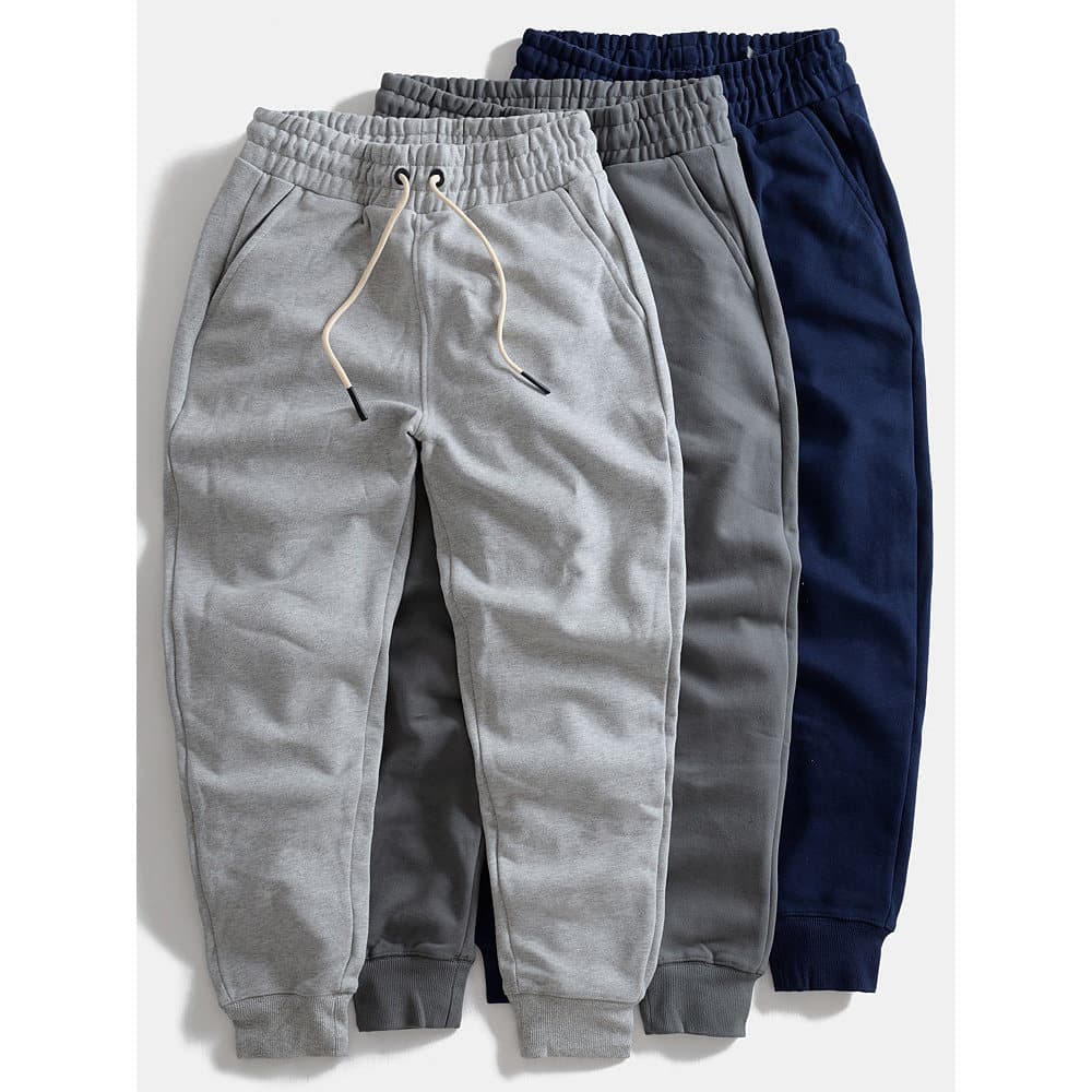 Pesado engrossado outono inverno puro algodão Casual moletom masculino moletom de malha calças masculinas algemado magro