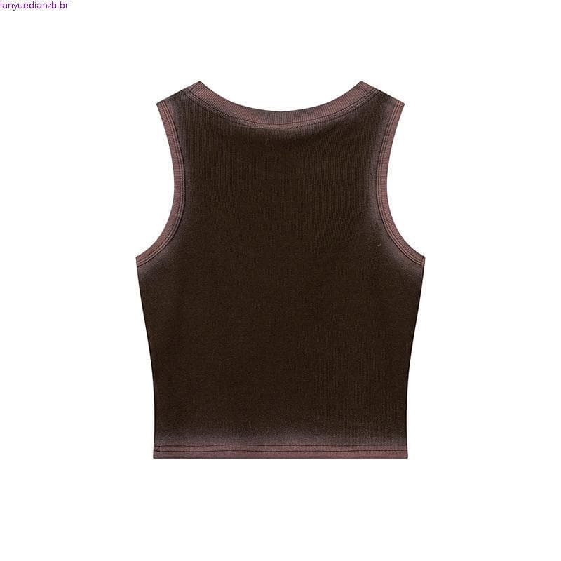 Estilo americano rua angustiado borboleta remendo sem mangas colete feminino quente estilo menina magro-ajuste mais magr