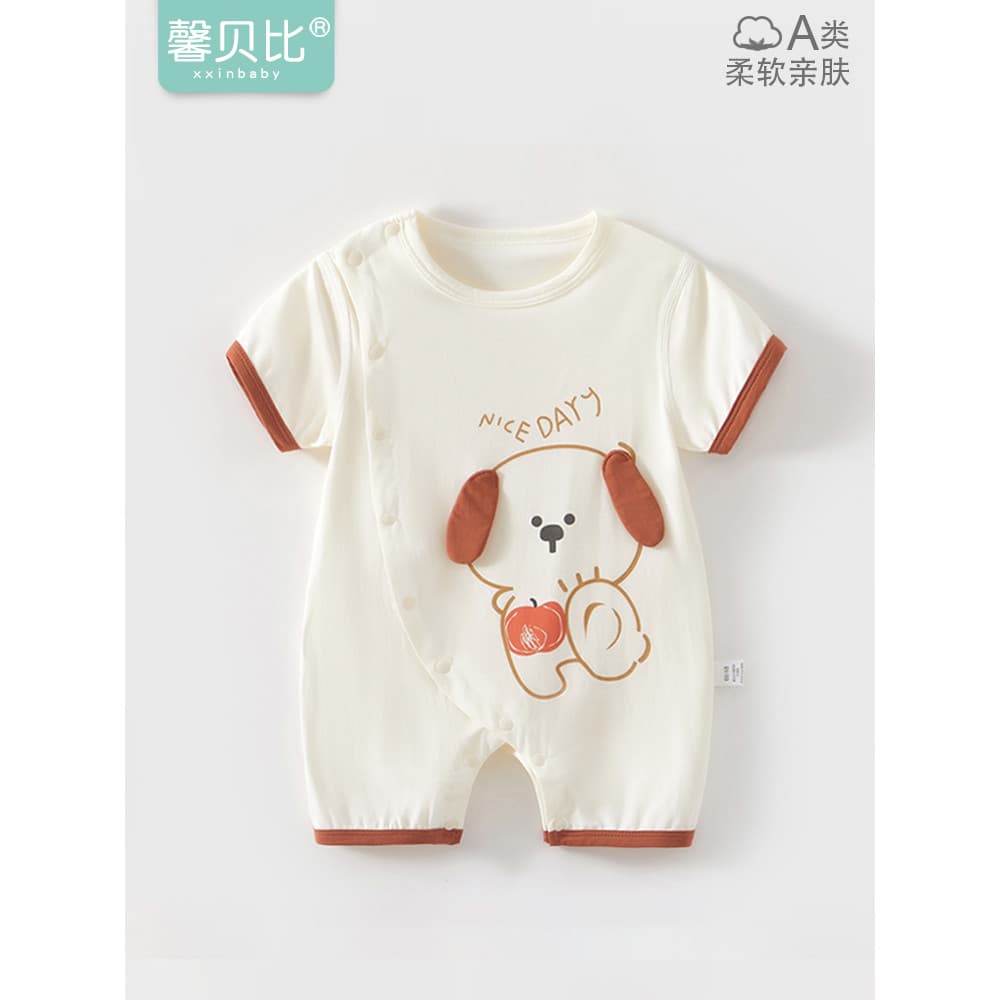 Xin Babe bebê macacão de manga curta verão Modal masculino feminino bebê macacão estilo fino verão ar condicionado roupa