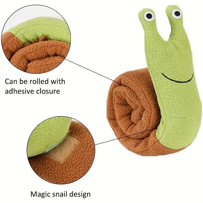 Brinquedo para Cães em Forma de Caracol - Dispensador de Petiscos de Pelúcia e Alimentador Lento para Procurar e Brincar