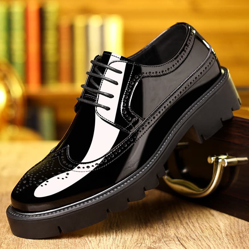 Bloco Formal negócios sapatos de couro masculino 2026 novo estilo primavera estilo britânico brilhante apontou Toe Casua
