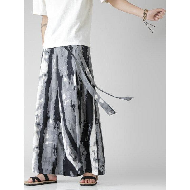 Novo estilo chinês estilo chinês calças casuais masculinas soltas tamanho grande pintura a tinta calças de perna larga v