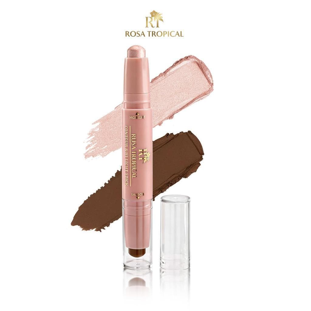Bastão Duo Corretivo e Iluminador Multiuso Luz e Sombra Contorno Facial Duradouro ROSA TROPICAL